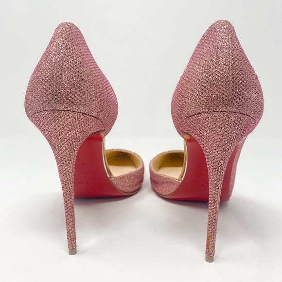 Christian Louboutin Iriza 100 Glitter Tisse Pink Heels EU 40 US 10 - Picture 5 of 15